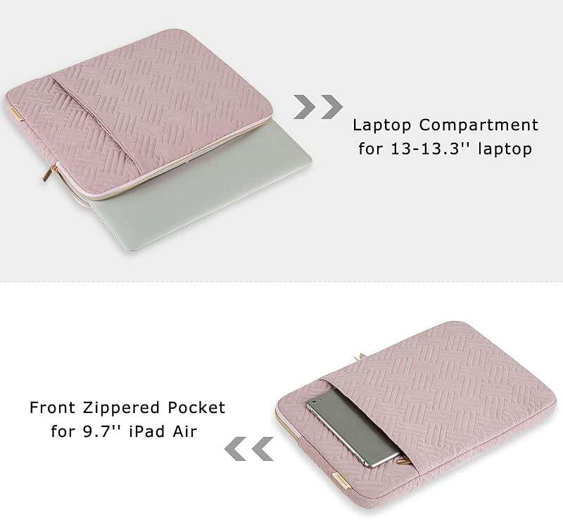 BAGSMART Laptop Sleeve Bag Compatible with MacBook Air/Pro, 13-13.3 inch Notebook, Compatible with MacBook Pro 14 Inch, MacBook Air M2 Sleeve 13 Inch, Repellent Protective Case with Pocket, Pink - Image 6