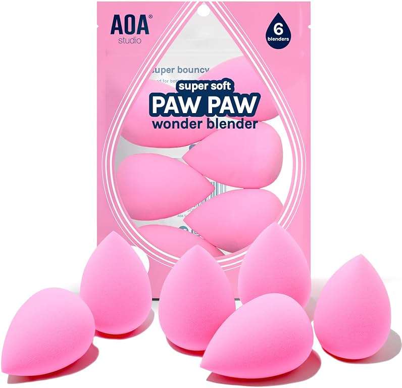 AOA Studio Collection makeup Sponge Set Latex Free and High-definition Set of 6 makeup Wonder blender For Powder Cream and Liquid, Super Soft Wonder Beauty Cosmetic - Image 1