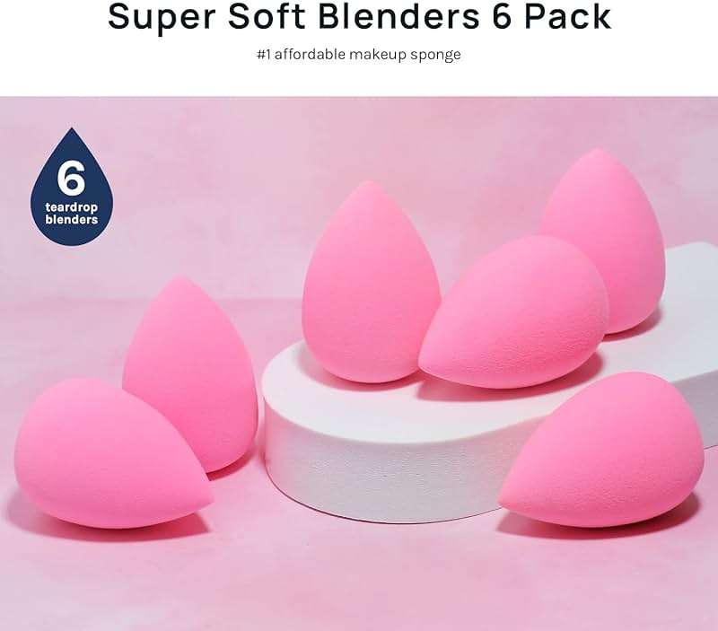 AOA Studio Collection makeup Sponge Set Latex Free and High-definition Set of 6 makeup Wonder blender For Powder Cream and Liquid, Super Soft Wonder Beauty Cosmetic - Image 3
