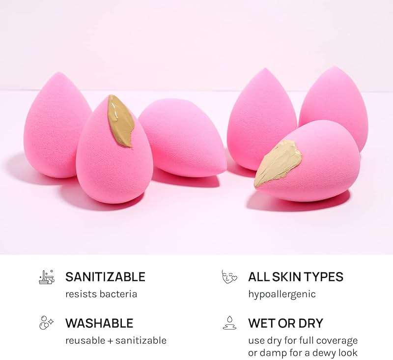 AOA Studio Collection makeup Sponge Set Latex Free and High-definition Set of 6 makeup Wonder blender For Powder Cream and Liquid, Super Soft Wonder Beauty Cosmetic - Image 5