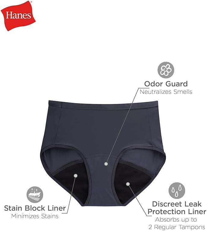 Hanes Women's Comfort, Period Underwear Pack, Light Leaks Period Panties, Light Protection Underwear, 3-Pack - Image 4