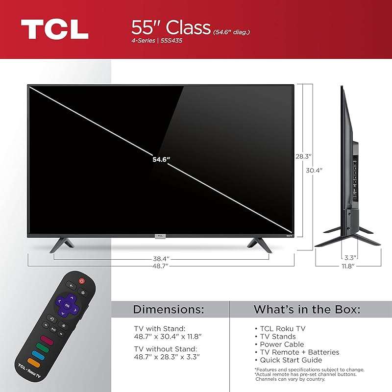 TCL 55" Class 4-Series 4K UHD HDR Smart Roku TV – 55S435, 2021 Model - Image 2