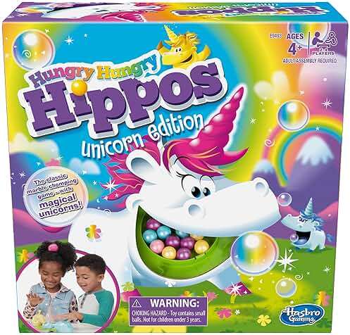 Hasbro Gaming Hungry Hippos Unicorn Edition Pre-School Board Game for Kids Ages 4 and Up; 2-4 Players, Easter Gifts for Boys and Girls (Amazon Exclusive) - Image 1