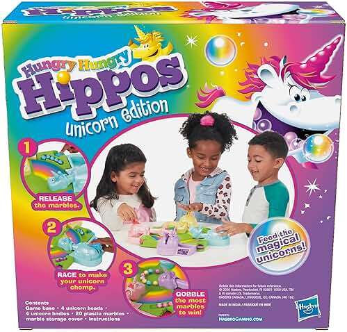 Hasbro Gaming Hungry Hippos Unicorn Edition Pre-School Board Game for Kids Ages 4 and Up; 2-4 Players, Easter Gifts for Boys and Girls (Amazon Exclusive) - Image 3