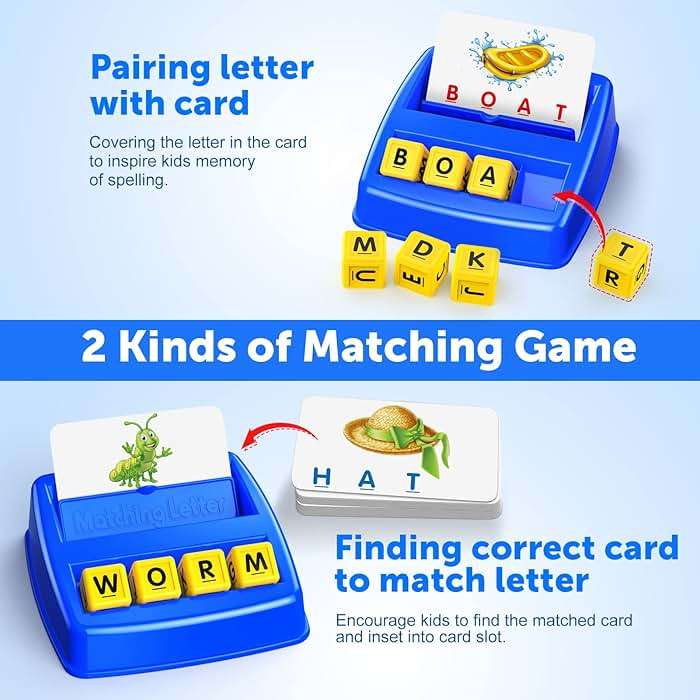 Learning Games for Kids Ages 3-8, Matching Letter Game for Kids Toys Ages 3-8 Educational Toys for 3-8 Year Olds Boys Girls Birthday Party Easter Gifts for 3-8 Year Olds Boys Girls Blue - Image 4