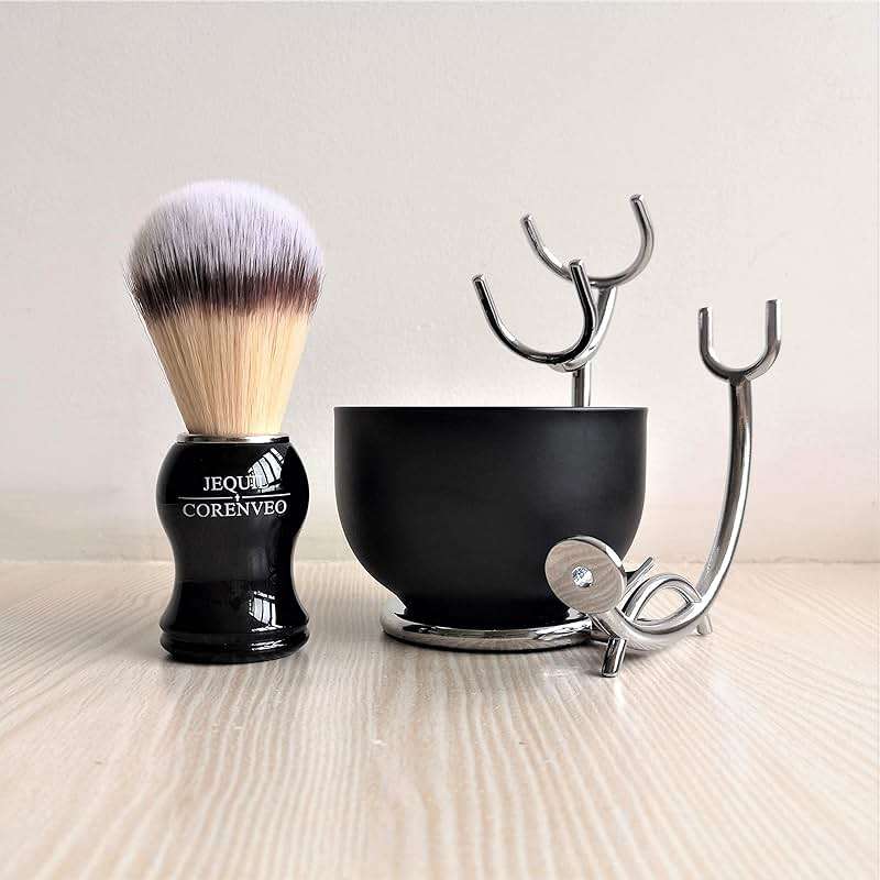 JEQUIL&CORENVEO Deluxe Shaving Kit for Men, 3 in 1 Shaving Set Includes Shaving Brush, Shaving Bowl, Razor & Brush Holder - Image 2