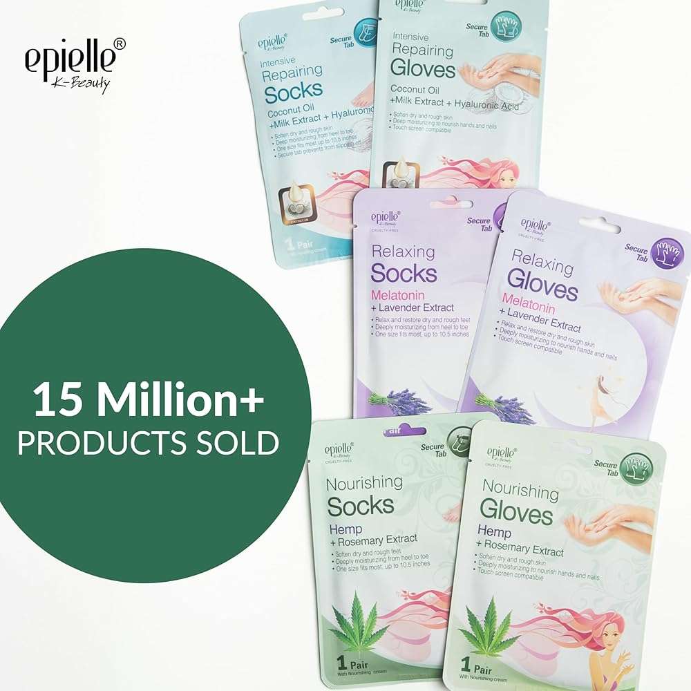 Epielle Nourishing Foot Mask 6 Pairs, Repair and Soften with Hemp & Rosemary Extract, Deep Moisturizing Socks for Dry, Cracked Feet, Self Care Gifts for Women, Spa Kit - Image 3