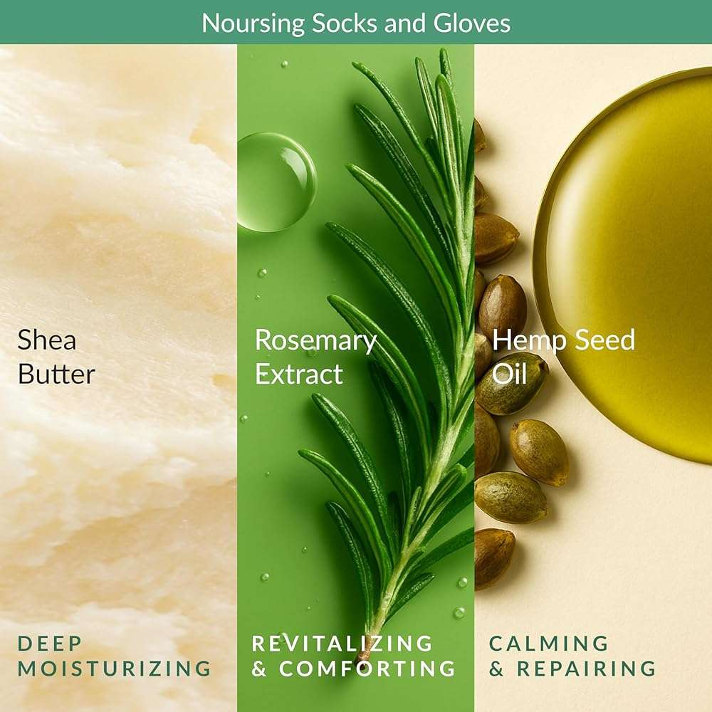 Epielle Nourishing Foot Mask 6 Pairs, Repair and Soften with Hemp & Rosemary Extract, Deep Moisturizing Socks for Dry, Cracked Feet, Self Care Gifts for Women, Spa Kit - Image 6