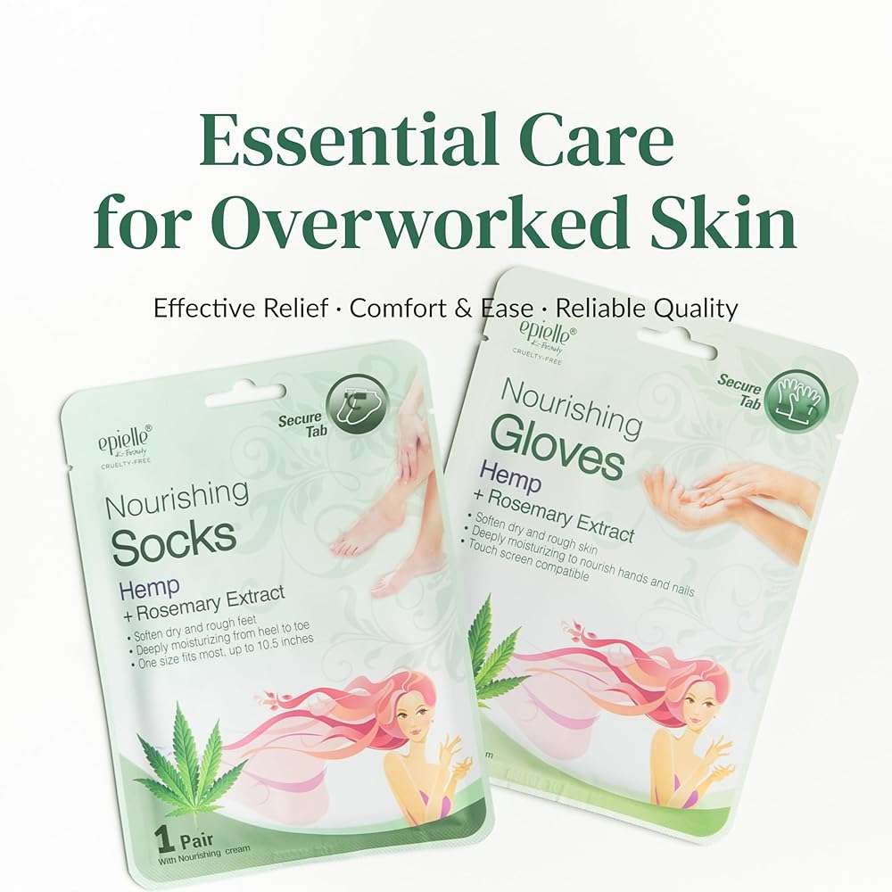 Epielle Nourishing Foot Mask 6 Pairs, Repair and Soften with Hemp & Rosemary Extract, Deep Moisturizing Socks for Dry, Cracked Feet, Self Care Gifts for Women, Spa Kit - Image 9