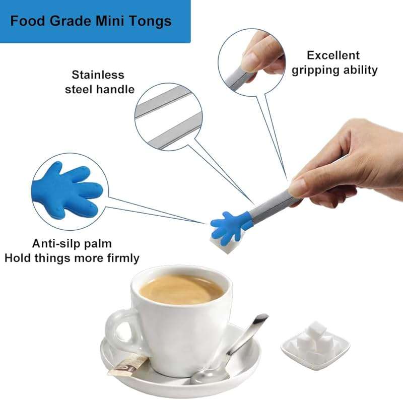 8PCS Silicone Mini Tongs, 5Inch Hand Shape Food Tongs, Colourful Small Kids Tongs for Serving Food, Ice Cube, fruits, Sugar, Barbecue by Sunenlyst (Palm sharp) - Image 4