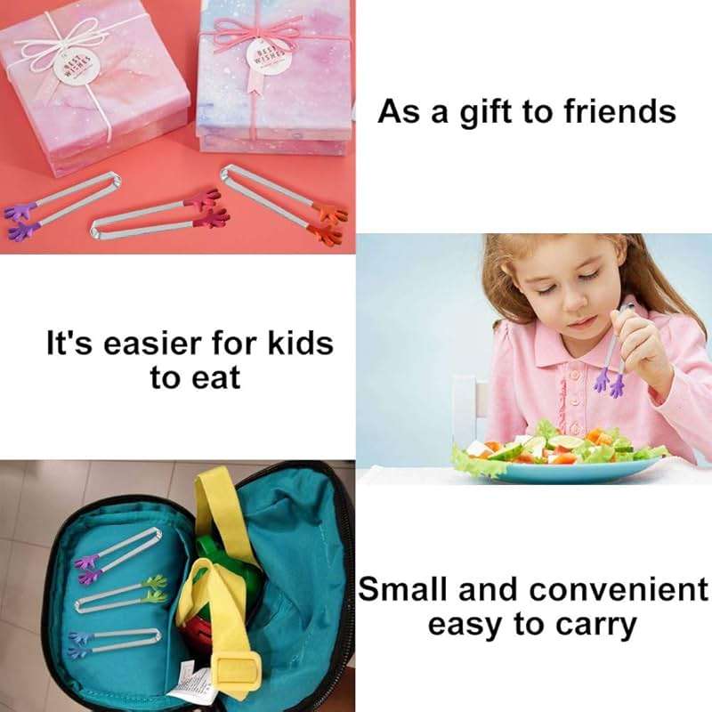 8PCS Silicone Mini Tongs, 5Inch Hand Shape Food Tongs, Colourful Small Kids Tongs for Serving Food, Ice Cube, fruits, Sugar, Barbecue by Sunenlyst (Palm sharp) - Image 6