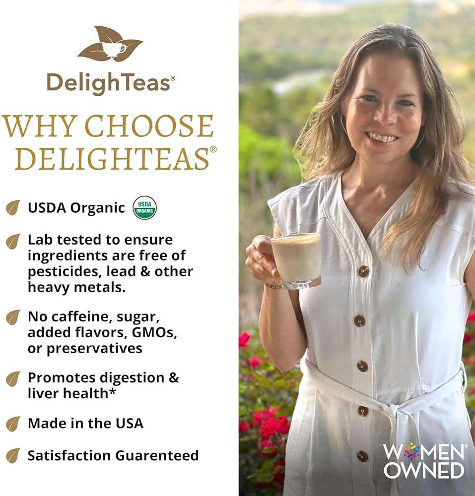 DelighTeas Organic Coffee Alternative | Ayurvedic Herbal Chicory Dandelion Coffee | Coffee Substitute | USDA Organic, Caffeine Free, Gluten Free | With Sweet Notes of Carob | 50 servings, 6oz. - Image 5