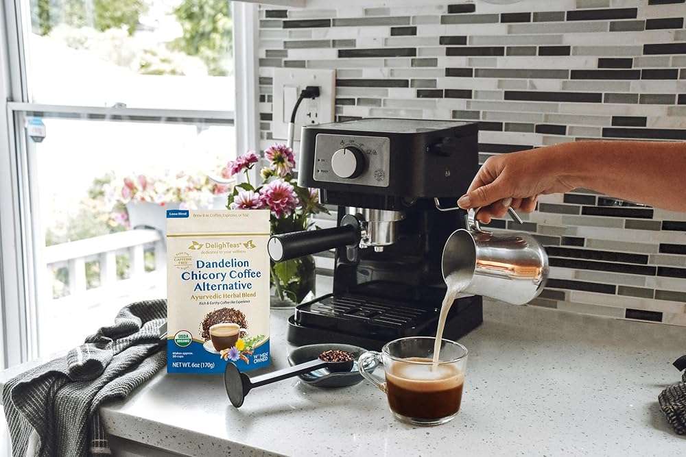 DelighTeas Organic Coffee Alternative | Ayurvedic Herbal Chicory Dandelion Coffee | Coffee Substitute | USDA Organic, Caffeine Free, Gluten Free | With Sweet Notes of Carob | 50 servings, 6oz. - Image 8