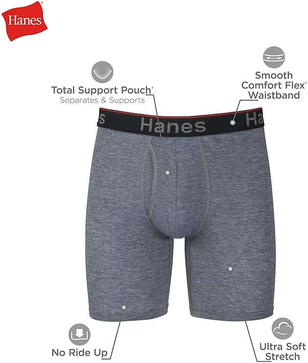 Hanes Men's Total Support Pouch Men's Boxer Brief Underwear, Anti-chafing, Moisture-wicking Odor Control, 3-pack - Image 5