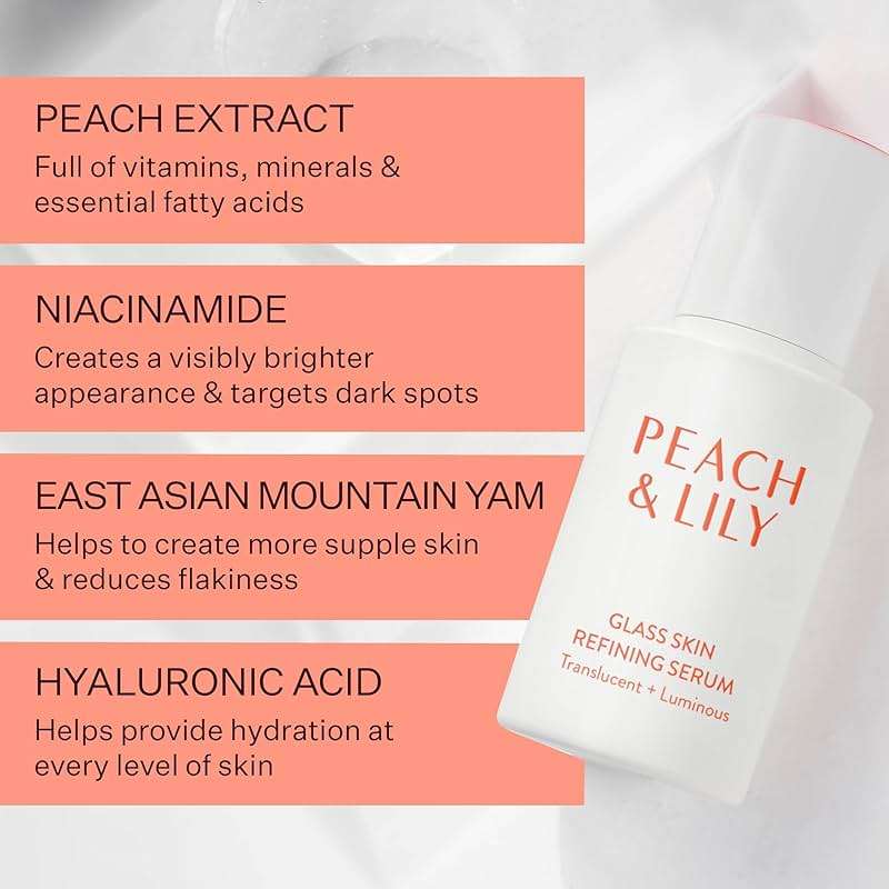 Peach & Lily - Glass Skin Refining Serum for Face (1.35 ounces) - Hyaluronic Acid Niacinamide Serum - Sensitive Skin - Vitamin B3, Peach & Yam, Peptides - Self Care, Vegan, Cruelty Free, Korean Beauty - Image 2