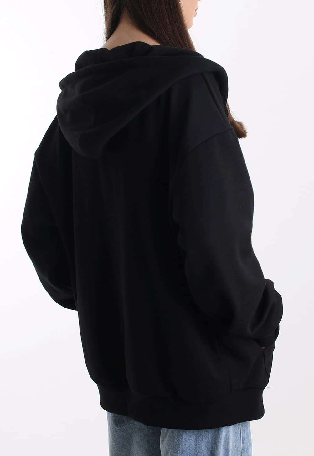 MAJECLO Oversized Women's Zip Up Hoodie Lightweight Soft Baggy Drop Shoulder Sweatshirt Jacket - Image 3