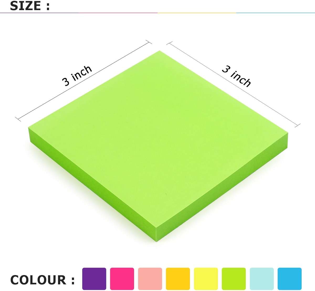 Eastern Wolf 8 Pads Sticky Notes 3x3 Self-Stick Notes 8 Bright Multi Colors Purple Sticky Notes, 85 Sheet/Pad - Image 3