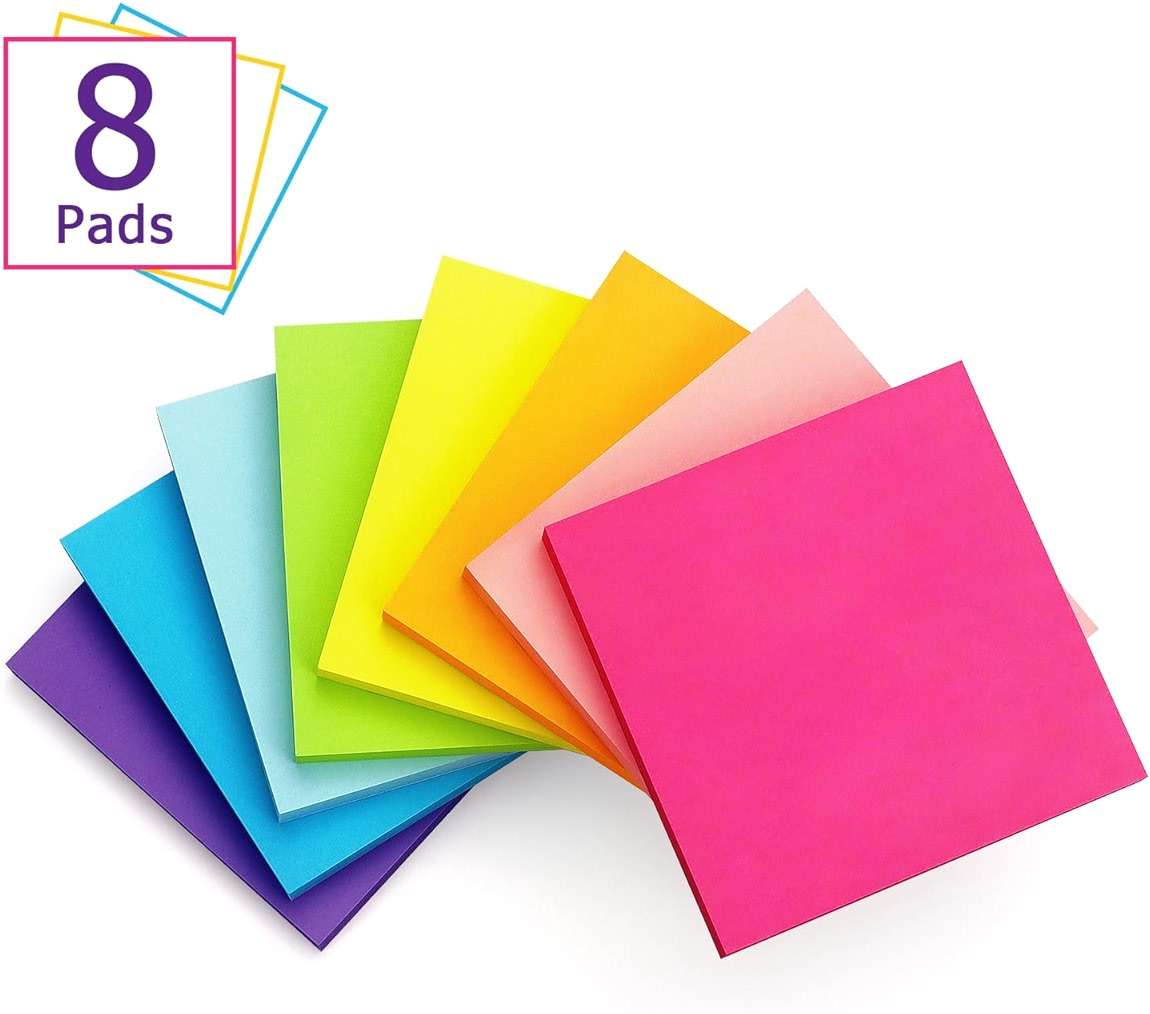 Eastern Wolf 8 Pads Sticky Notes 3x3 Self-Stick Notes 8 Bright Multi Colors Purple Sticky Notes, 85 Sheet/Pad - Image 4