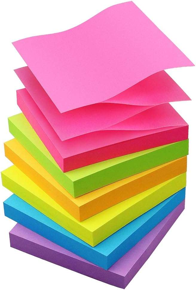 Osboo Sticky Notes 3x3 Pop Up Self-Stick Notes Pads with 6 Bright Colors, Easy to Post for Office, School, Home, 6 Pads/Pack, 100 Sheets/Pad(Pop Up) - Image 1