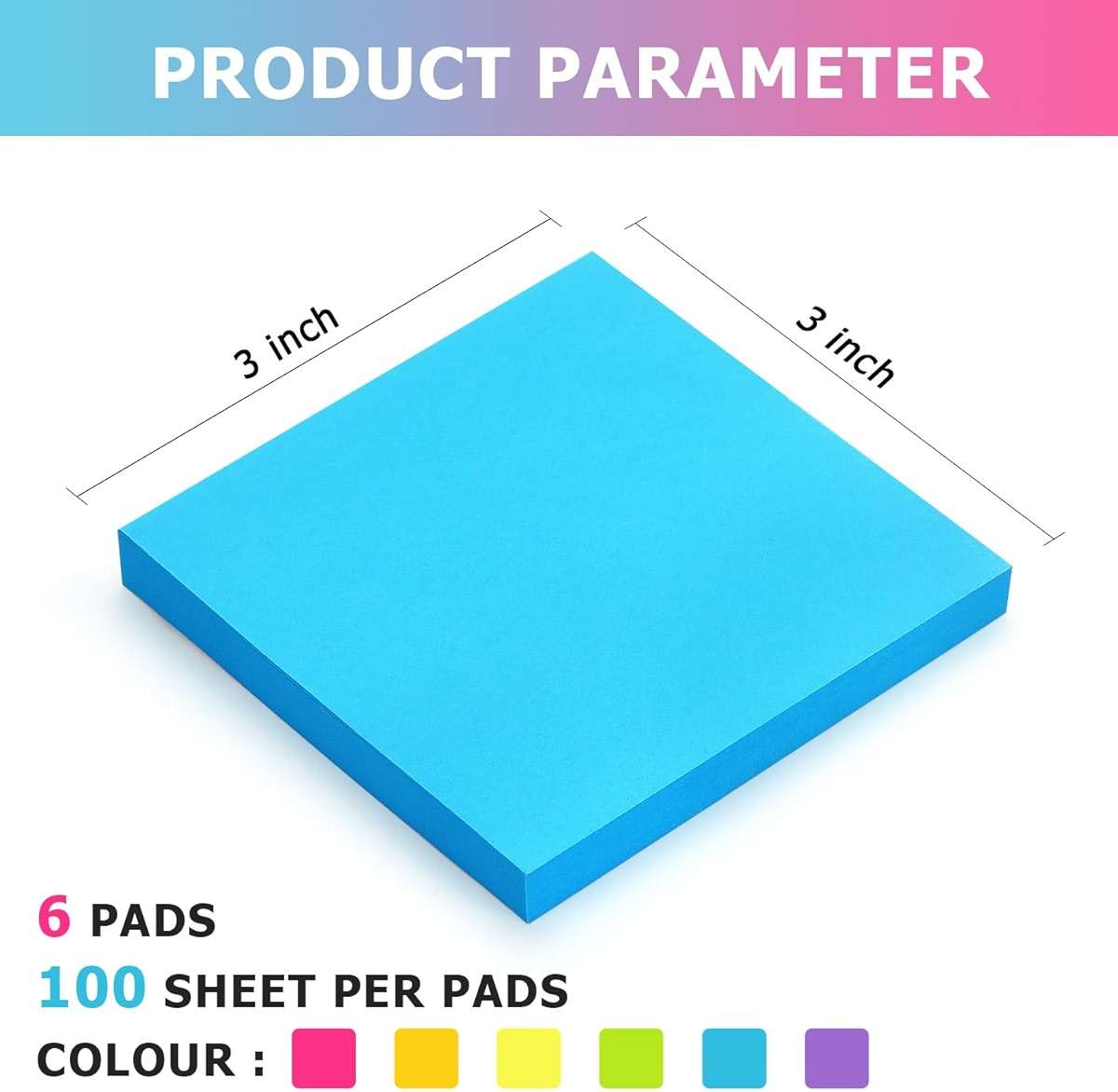 Osboo Sticky Notes 3x3 Pop Up Self-Stick Notes Pads with 6 Bright Colors, Easy to Post for Office, School, Home, 6 Pads/Pack, 100 Sheets/Pad(Pop Up) - Image 3