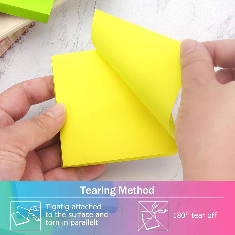 Osboo Sticky Notes 3x3 Pop Up Self-Stick Notes Pads with 6 Bright Colors, Easy to Post for Office, School, Home, 6 Pads/Pack, 100 Sheets/Pad(Pop Up) - Image 5