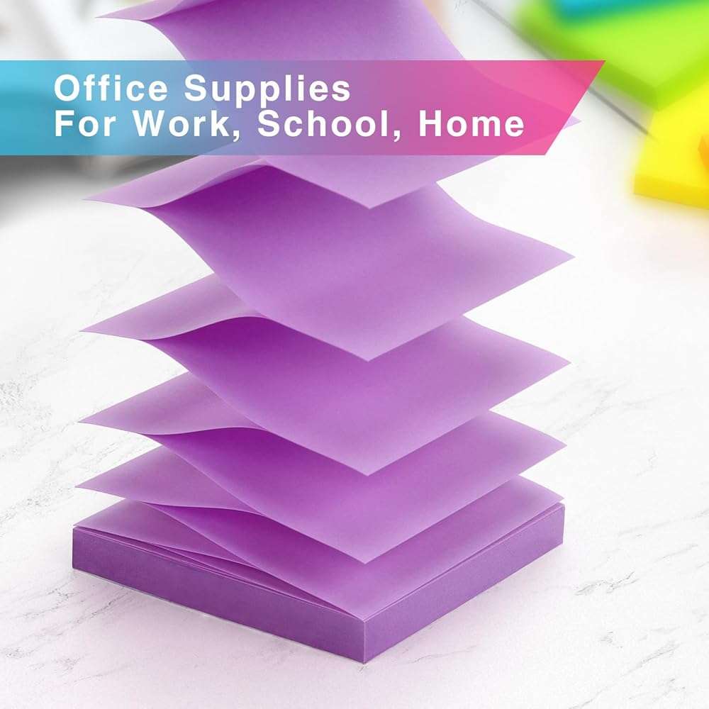 Osboo Sticky Notes 3x3 Pop Up Self-Stick Notes Pads with 6 Bright Colors, Easy to Post for Office, School, Home, 6 Pads/Pack, 100 Sheets/Pad(Pop Up) - Image 6