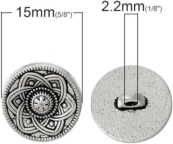 JGFinds Sewing Shank Buttons - 30 Pack, 15mm, Carved Flower Design with Vintage Antique Silver Look, Decorative Blazer, Clothes, Luxury Buttons for Crafts - Image 2
