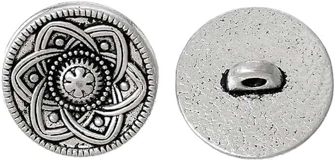 JGFinds Sewing Shank Buttons - 30 Pack, 15mm, Carved Flower Design with Vintage Antique Silver Look, Decorative Blazer, Clothes, Luxury Buttons for Crafts - Image 3