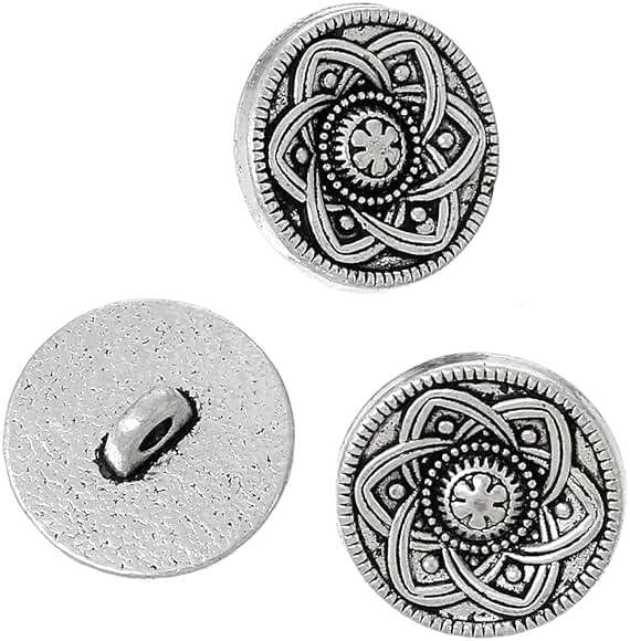 JGFinds Sewing Shank Buttons - 30 Pack, 15mm, Carved Flower Design with Vintage Antique Silver Look, Decorative Blazer, Clothes, Luxury Buttons for Crafts - Image 4