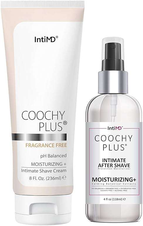 IntiMD Coochy Plus Intimate Shaving Complete Kit - Antioxidant Formula Prevents Razor Burns, Itchiness & Ingrown Hairs - Fragrance Free Shave Cream+After Shave Mist - Image 1