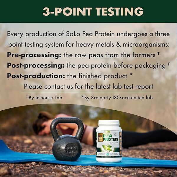SOLO Organic Pea Protein Isolate, Low in Sodium, Canada Grown Peas, 100% Vegan, Non-GMO, Unflavored Plant Based Protein Powder with BCAA, Keto & Paleo Friendly, Easy to Digest, No Additives (2.7 lbs) - Image 5