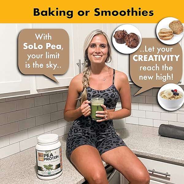 SOLO Organic Pea Protein Isolate, Low in Sodium, Canada Grown Peas, 100% Vegan, Non-GMO, Unflavored Plant Based Protein Powder with BCAA, Keto & Paleo Friendly, Easy to Digest, No Additives (2.7 lbs) - Image 8