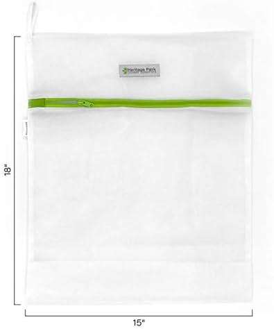 Heritage Park Fine Mesh Laundry Bags - Micro Mesh for Safely Washing Delicates, Wide Bottom for Extra Space, Hidden Zipper and Hanging Storage Loop - Multi Pack (1 Small 15" x 18", 1 Large (20" x 24") - Image 3