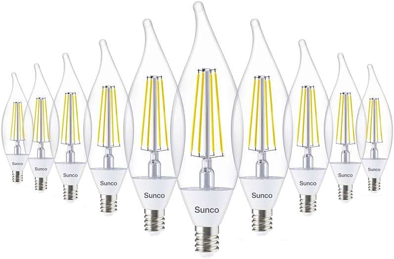 10 Pack Dusk to Dawn Candelabra CA11 LED Light Bulbs Outdoor, 5W Equivalent 40W, CRI90 2700K White, Candle Flame Tip, Photocell Sensor, Decorative Filament, 500 Lumens, E12 Base UL - Image 1