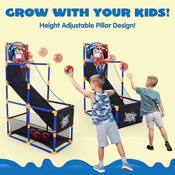 JOYIN Arcade Basketball Game Set with 4 Balls and Hoop for Kids 3+ Years Old Indoor Outdoor Sport Play - Easy Set Up - Air Pump Included - Ideal for Competition - Image 4