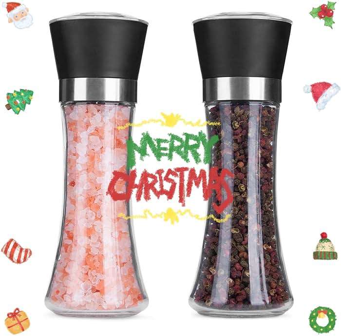 Hotder Premium Pepper and Salt Grinder Set of 2-Refillable Coarseness Adjustable Pepper Mill Shaker with Glass Body for Home,Kitchen(Two Pack) - Image 3