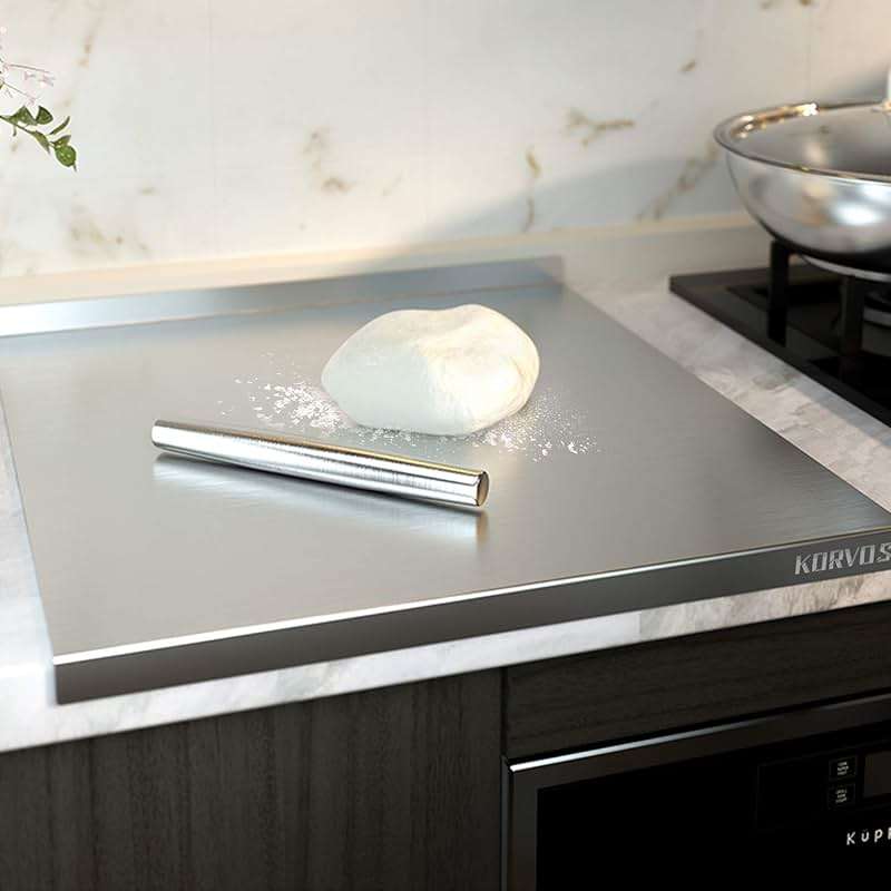 304 Stainless Steel Cutting Board, Large Size 23.62"x19.68" Heavy Duty Cutting Boards for Kitchen, Non-Slip & Low Noise Chopping Board, Pastry Board for Meat&Vegetables, 60x50cm - Image 6