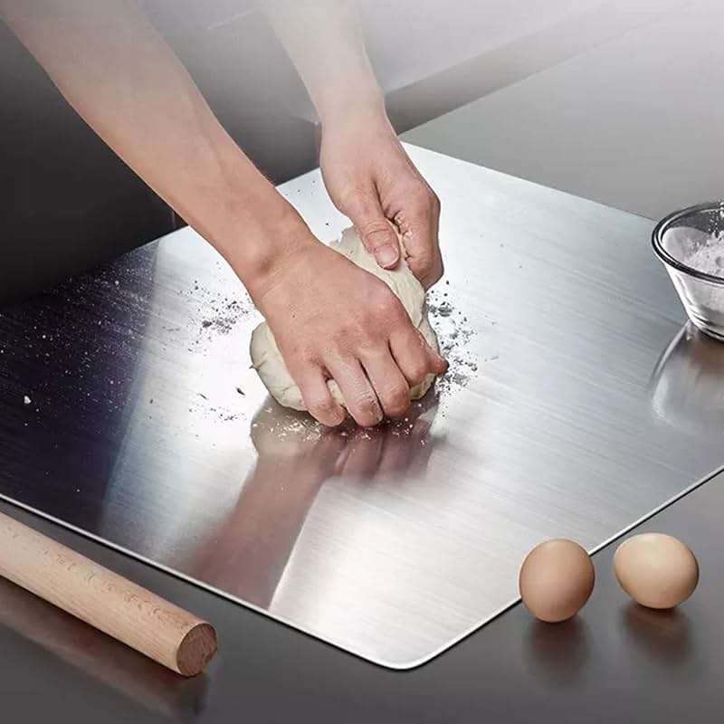 304 Stainless Steel Cutting Board, Large Size 23.62"x19.68" Heavy Duty Cutting Boards for Kitchen, Non-Slip & Low Noise Chopping Board, Pastry Board for Meat&Vegetables, 60x50cm - Image 7