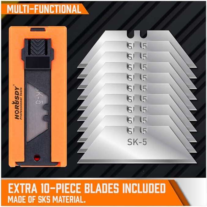 HORUSDY 4-Pack Box Cutter Utility Knife, Heavy Duty Aluminum Shell Retractable Box Cutter for Cardboard, Boxes and Cartons, Extra 10 Blades - Image 4