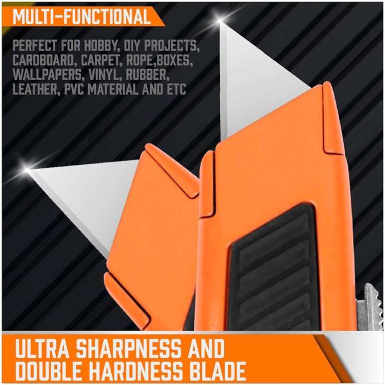HORUSDY 4-Pack Box Cutter Utility Knife, Heavy Duty Aluminum Shell Retractable Box Cutter for Cardboard, Boxes and Cartons, Extra 10 Blades - Image 5