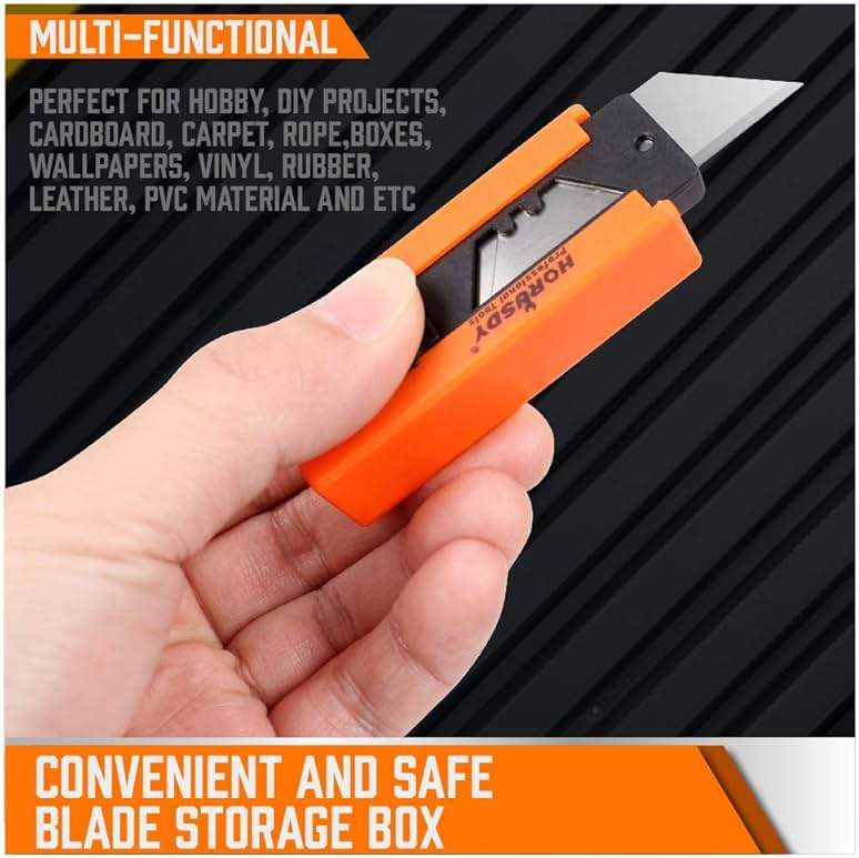 HORUSDY 4-Pack Box Cutter Utility Knife, Heavy Duty Aluminum Shell Retractable Box Cutter for Cardboard, Boxes and Cartons, Extra 10 Blades - Image 7