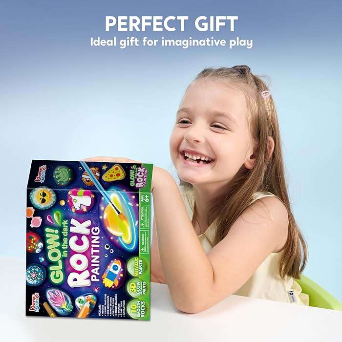 Rock Painting Kit- Glow in The Dark Rock Kit, Arts and Crafts for Kids Ages 6-12, Art Supplies Toy, Kids Craft Paint Kits, Arts & Crafts for Boys Girls Birthday Party Gift Toy - Image 6