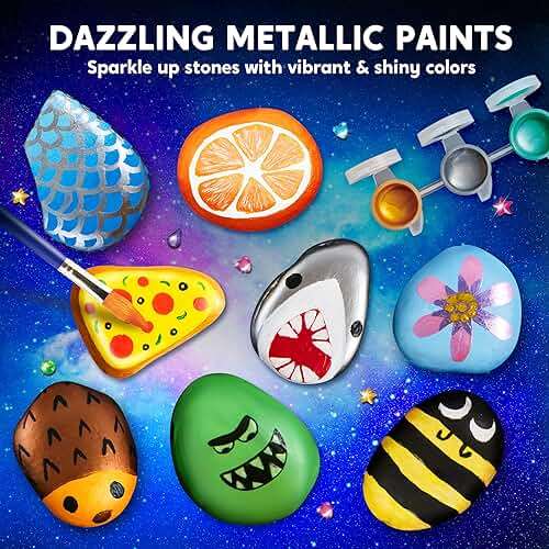 Rock Painting Kit- Glow in The Dark Rock Kit, Arts and Crafts for Kids Ages 6-12, Art Supplies Toy, Kids Craft Paint Kits, Arts & Crafts for Boys Girls Birthday Party Gift Toy - Image 7