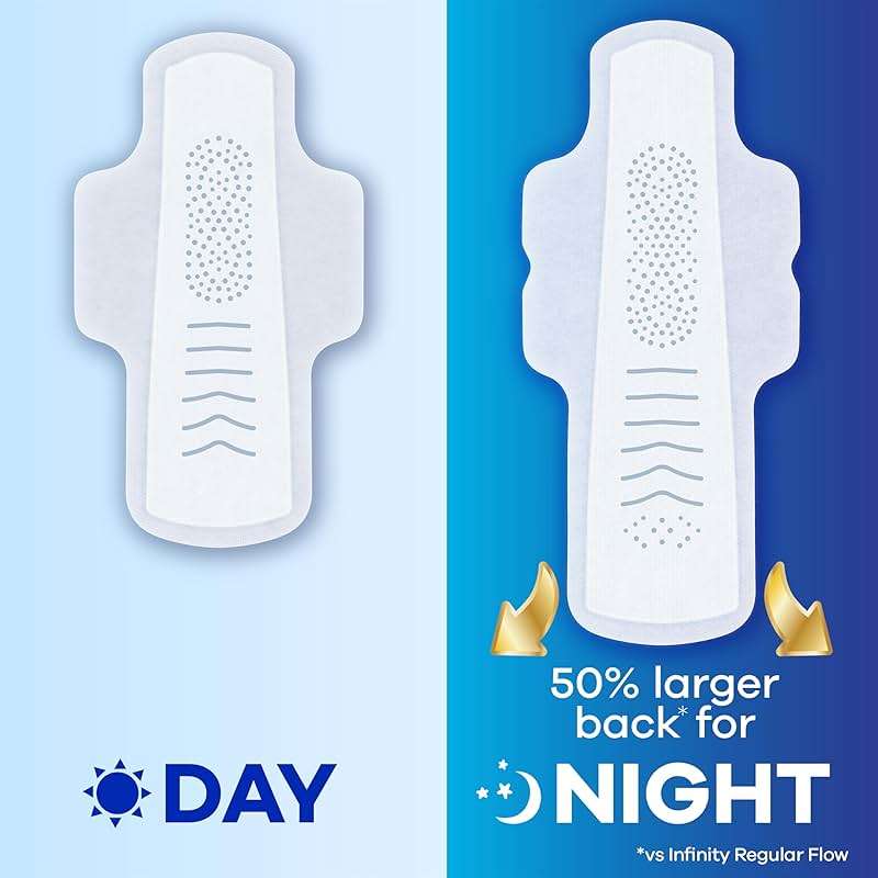 Always Infinity Feminine Pads for Women, Flexfoam Pads with Wings, Size 4, Overnight Absorbency, Unscented, 38 Count - Image 3