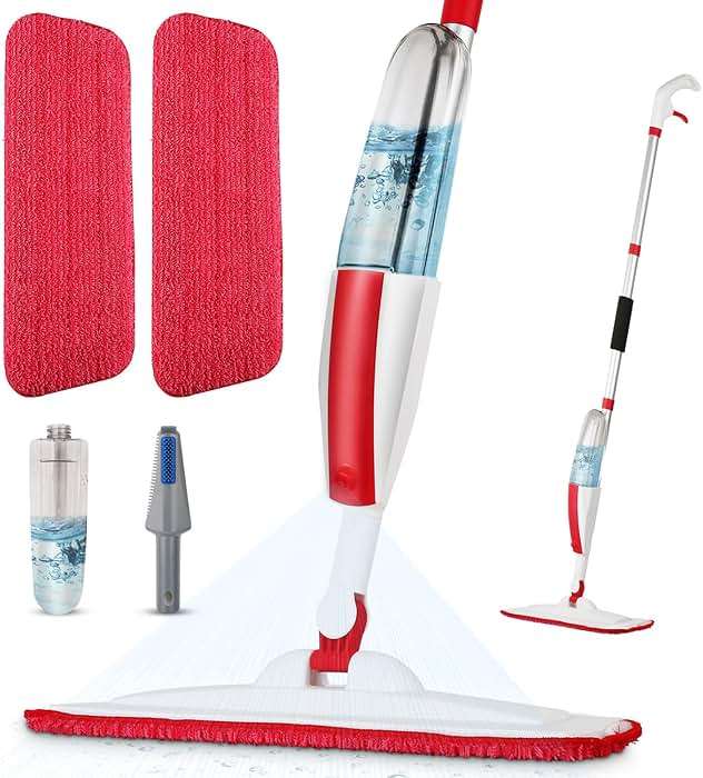 Wet Spray Mop for Floor Cleaning with 14 oz Bottle & 2 Microfiber Pads | Refillable bottle, washable pads, dry/wet use for home or commercial cleaning on hardwood, laminate, wood & ceramic floors - Image 1