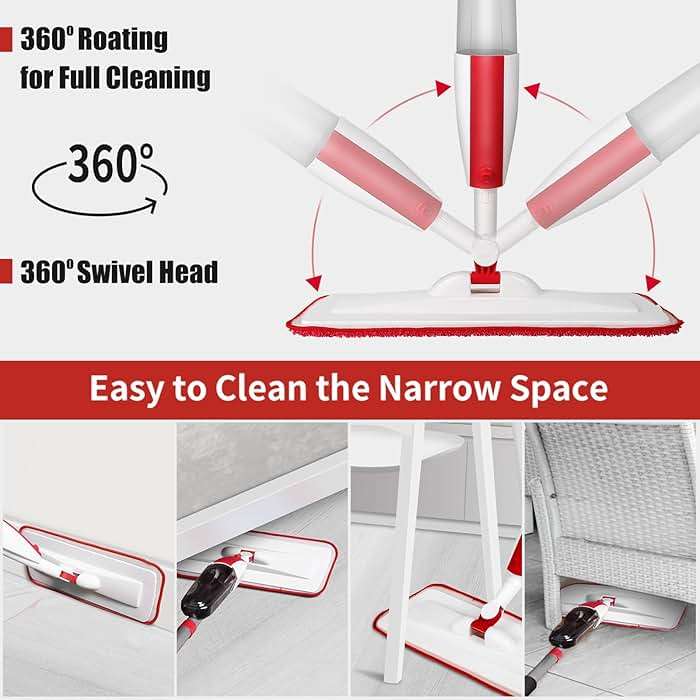 Wet Spray Mop for Floor Cleaning with 14 oz Bottle & 2 Microfiber Pads | Refillable bottle, washable pads, dry/wet use for home or commercial cleaning on hardwood, laminate, wood & ceramic floors - Image 5