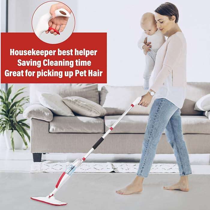 Wet Spray Mop for Floor Cleaning with 14 oz Bottle & 2 Microfiber Pads | Refillable bottle, washable pads, dry/wet use for home or commercial cleaning on hardwood, laminate, wood & ceramic floors - Image 7