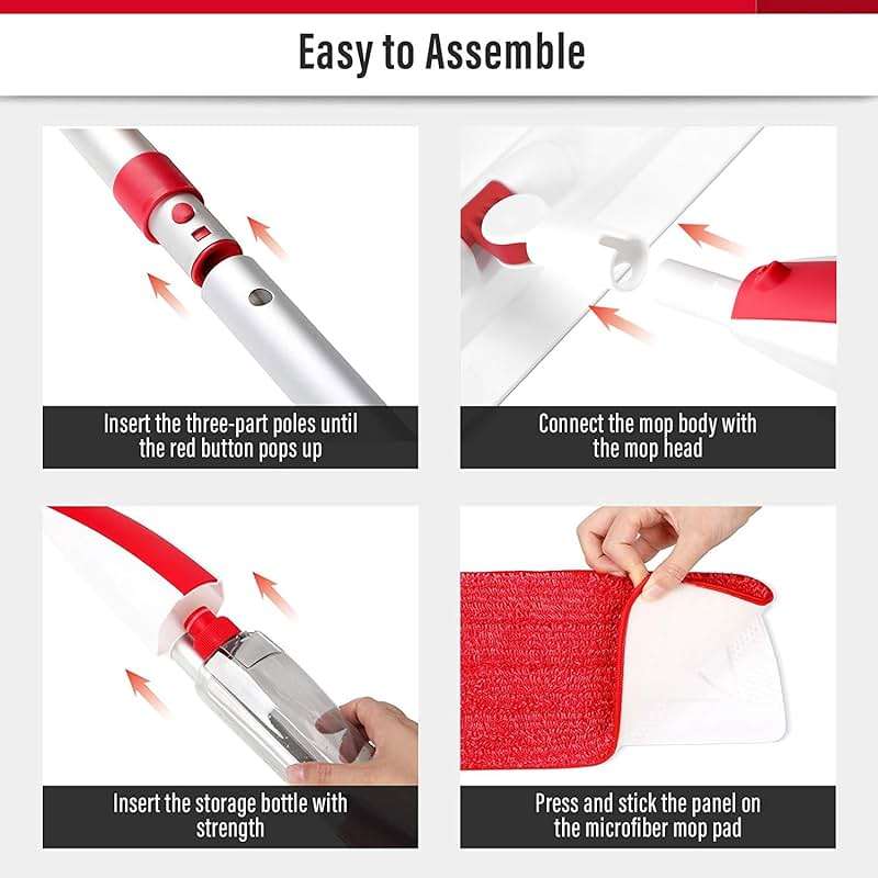 Wet Spray Mop for Floor Cleaning with 14 oz Bottle & 2 Microfiber Pads | Refillable bottle, washable pads, dry/wet use for home or commercial cleaning on hardwood, laminate, wood & ceramic floors - Image 8