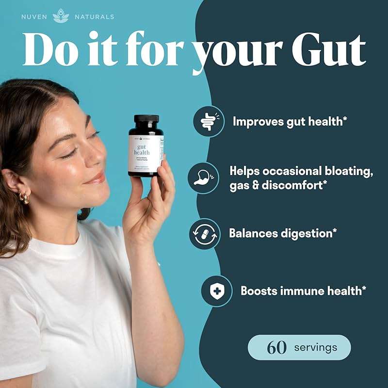 Nuven Naturals All-in-One Gut Health w/Probiotics, Prebiotics, Digestion-Supporting Herbs, and Adaptogens - Leaky Gut Repair Formula to Support Gut Lining, Aid in Digestion, and Promote Good Bacteria - Image 3