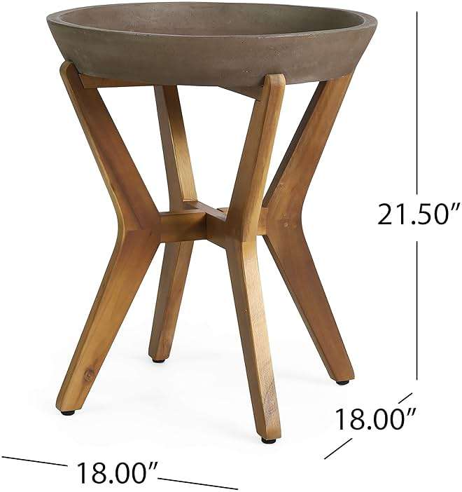 Christopher Knight Home Oprah Outdoor Side Table, Teak and Light Gray - Image 3